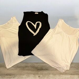 Heart Print Black and White Tank Tops